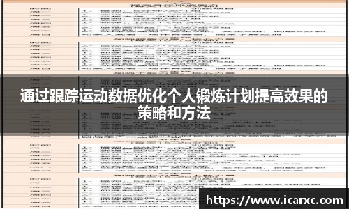 通过跟踪运动数据优化个人锻炼计划提高效果的策略和方法